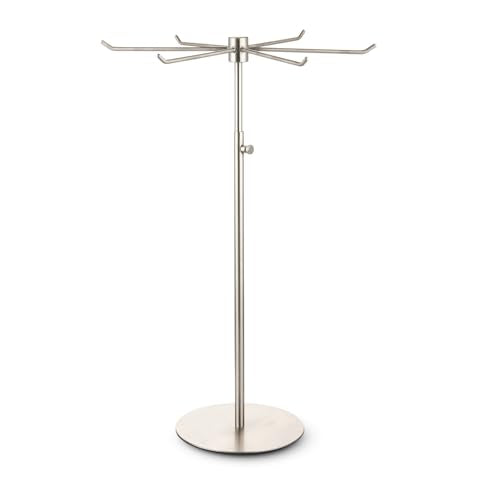 Spinning Jewelry Display Stand - Rotating Keychain Display Stand - Adjustable Height Jewelry Organizer - Countertop Jewelry Display Display Stands for Vendor Events (Brushed Silver, 1 Pack) - color: Brushed Silver, size: 1 Pack