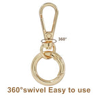 2 Pcs 5-Split Swivel Snap Hooks with Key Rings, Opening Metal Swivel Lobster Claw Clasps for Key Chain Clip, Lanyard, DIY Crafts, Jewelry Making, Bags and Accessories(Gold) - color: Gold