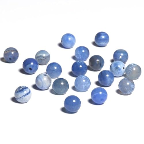 35pcs Blue Fire Agate Stone Beads，10mm Healing Power Natural Stone Round Loose Beads for Jewelry Making Earring Necklace DIY Crafts - color: Blue Fire Dragon Agates, size: 10mm 35beads