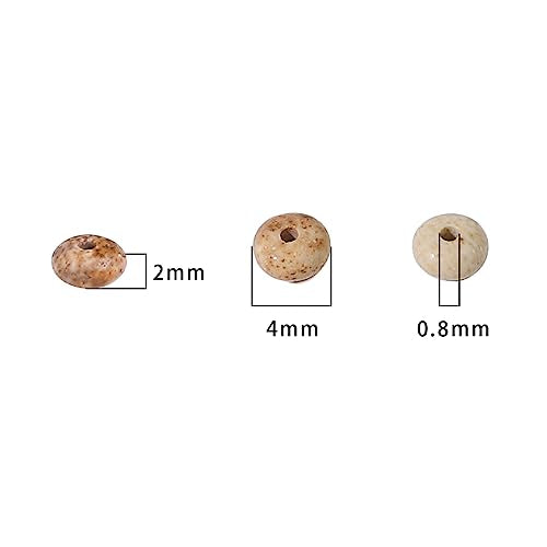 BEADIA Natural Brown Picture Disk Stone Beads 4x2mm 160pcs Rondelle Loose Semi Gemstone Beads for Jewelry Making Design - color: Brown Picture