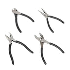 Amazon Basics Pliers Set, Hand Tools for Precision, Cutting Wire Cutter with Needle Nose and Diagonal, Quality Tool Set for Home Maintenance, Set of 4, Black and Silver
