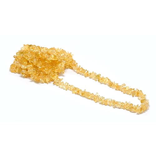 Citrine Pre Drilled Crystal Crushed Chips Beads for Bracelets Making, DIY Handmade Natural Healing Crystals (25 Inch Strand) - color: Citrine