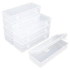 8 Pack Rectangular Clear Plastic Storage Containers Box with Hinged Lid for Beads and Other Small Craft Items (6.89 x 2.56 x 1.38 inch) - size: 6.89 x 2.56 x 1.38 inch