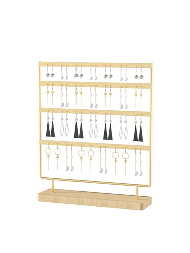 Earring Holder Organizer,Pierced Large Earrings Display Stand For Selling,Small Stud Earring Organizer Rack,Hoop Earring Storage Hanger Tree (Golden, 4 tier) - color: Golden, size: 4 tier
