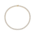 Gemsme 18K White Gold Plated Halo Necklace 5.0mm Round Cubic Zirconia Classic Tennis Necklace - color: Yellow Gold, size: 22 inch