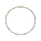Gemsme 18K White Gold Plated Halo Necklace 5.0mm Round Cubic Zirconia Classic Tennis Necklace - color: Yellow Gold, size: 22 inch