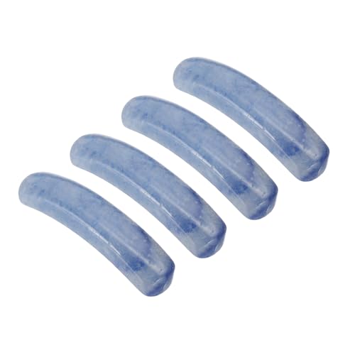 PATIKIL 4 Pcs Natural Stone, 36 x 10 mm Natural Curved Clear Quartz Stone Crystal Handmade Jade Flat Beads for DIY Crafting, Blue Aventurine - color: Blue Aventurine