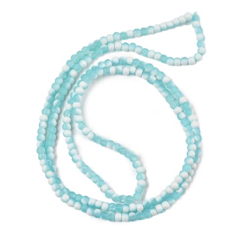 KISSITTY 50pcs Matte Beads Gradient Color Glass Frosted Crystal 4mm Rondelle Pale Turquoise Bead Center Drilled Loose Craft Beads for Jewelry Making Earring Bracelet Necklace DIY Crafts - color: Pale Turquoise