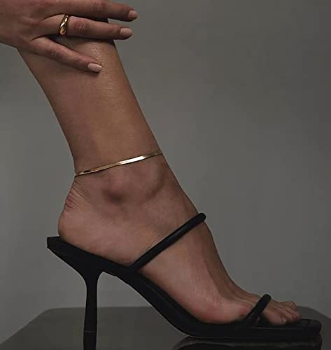 DEARMAY 14K Gold Plated Ankle Bracelets Set for Women Waterproof, Anklets for Women Cuban Link Layered Pack Jewelry Gift - color: Gold Anklet-P