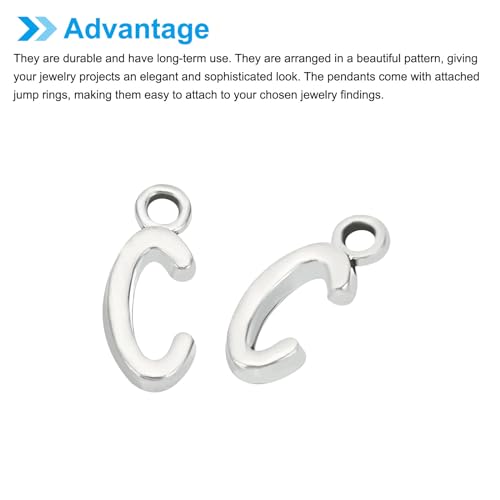 PATIKIL Letter Charm, 50pcs Alphabet Initial Pendant Charm Bulk DIY for Jewelry Making Bracelets Earrings Necklace - style: C