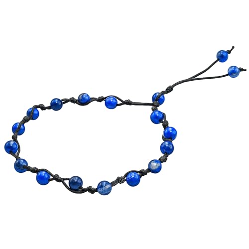 Amazing Gemstone Crystal Anklet Ankle Bracelets for Women - Waterproof Beaded Healing Crystal Anklets, Plus Size Chakra Gemstone Bead Anklet - color: Sodalite, style: Hand Knotted