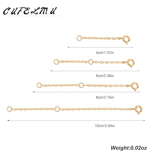 4pcs Gold Extension Chain Set for Women for Necklace, Anklet Waist, Bracelet, Extension Chain, Layering Extension for Jewelry Making - color: gold C