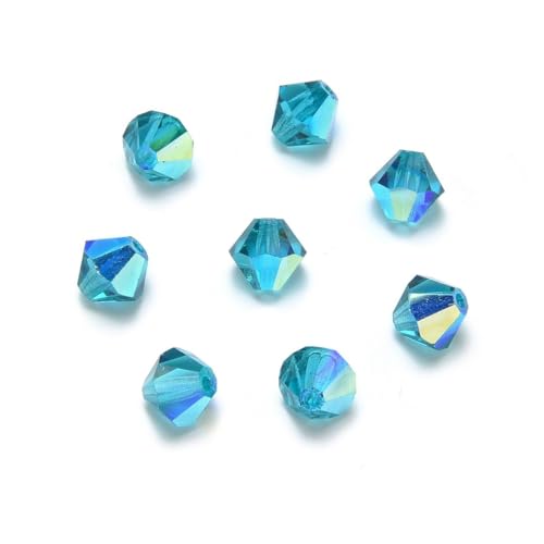 100pcs Authentic Preciosa 3mm (0.12 Inch) Small Faceted Bicone Crystal Loose Beads Blue Zircon AB Compatible with Swarovski Elements Crystals for Jewelry Making Pre-B366 - color: Blue Zircon AB, size: 3mm (0.12 Inch) - 100pcs