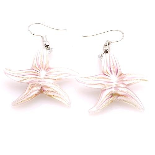 Glass Water Drop Shape Glaze Spiral Dangle Earrings Lampwork Handmade Glass Bead Geometric Earrings for Women Jewelry - color: Starfish