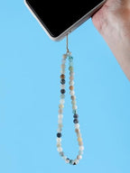 Semi-Precious Gem Stones Beaded Phone Charm Cell Phone Lanyard Wrist Strap Handmade Natural Gemstone Phone Chain string - color: Amazonite