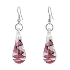 Glass Water Drop Shape Glaze Spiral Dangle Earrings Lampwork Handmade Glass Bead Geometric Earrings for Women Jewelry - color: Brown