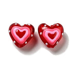 DanLingJewelry 10Pcs Handmade Lampwork Glass Red Heart Beads Colorful Bumpy Glass Heart Loose Beads for DIY Jewelry Making Craft - color: Red