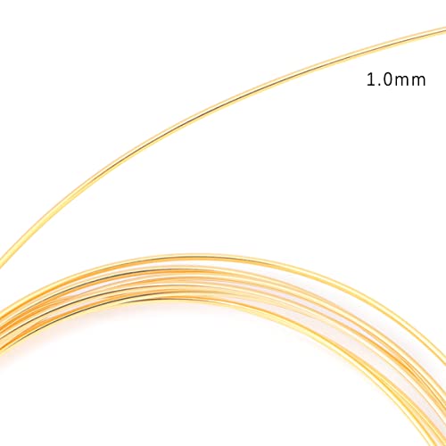 BEADIA 18K Gold Plated Wire 1.0mm 2 Meters Bead Cord for Bracelet Necklace Charm Beading Jewelry Making Findings - size: 1.0mm, style: 18K Gold