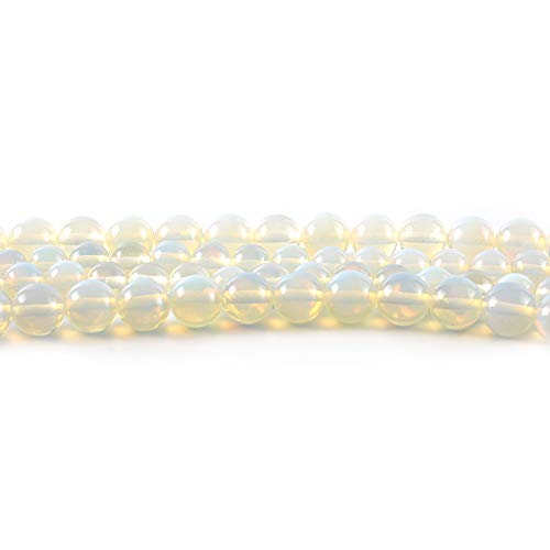 47Pcs 8mm Natural White Synthetic Opal Stone Round Beads Loose Beads Wholesale for Jewelry Making - color: White Opal, size: 8mm