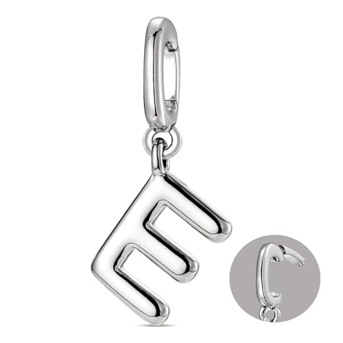 OVRUNS Initial Charm for Women,Letter Bracelet Necklace Charms Alphabet Pendant Charms With Clasp - color: Silver, style: Letter E