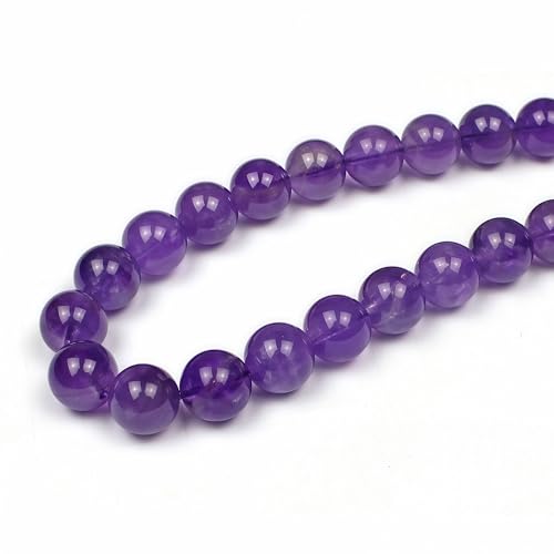 MJDCB 5A Natural South Africa Amethyst Gemstone Round Stone Beads for Jewelry Making DIY Bracelet Necklace (4mm) - color: South Africa Amethyst, size: 4mm