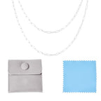 3.28 Feet Sterling Silver Paperclip Chain Paperclip Link Necklace Oval Cable Chain with Velvet Polishing Cloth Permanent Bracelet Kit 8.5x3mm for Women Men Necklace Jewelry Making - color: Silver