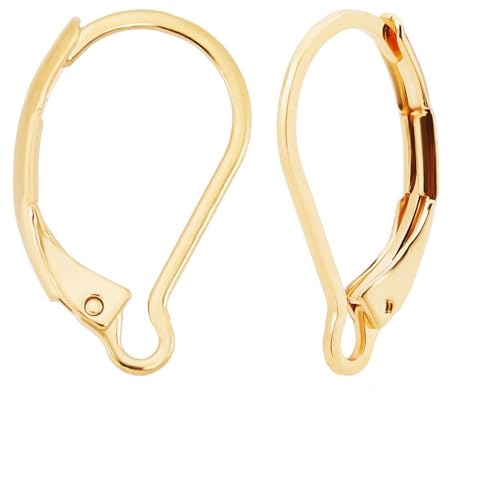 Beebeecraft 1 Box 20Pcs Leverback Earring Findings 24K Gold Plated Brass Earring Hooks Clasp 16.5x10mm Ear Wire Clip with 20Pcs Open Jump Rings for DIY Jewelry Making - color: 20Pcs 24K Gold Plated 304 Stainless Steel #3