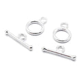 Craftdady 5 Sets Sterling Silver Round Toggle Clasps T Bar Closure Rind End Clasps for Jewelry Making - color: Sterling Silver, 12.5x9mm