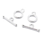 Craftdady 5 Sets Sterling Silver Round Toggle Clasps T Bar Closure Rind End Clasps for Jewelry Making - color: Sterling Silver, 12.5x9mm