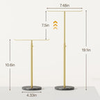 Gold Necklace Holder Jewelry Organizer Stand – Adjustable Height T‑Bar Jewelry Display with Dark Gray Marble Base, Necklace & Bracelet Holder, Countertop Jewelry Stand - color: Glod & Black