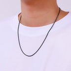 Fiusem Black Wheat Chains for Men and Women, 2/2.5/3/4/5mm Stainless Steel Necklace Chain, Mens Necklace Jewelry Gift 16-28 Inch - size: 28 Inches, style: Black 2MM