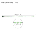 MECCANIXITY Ball Bead Chain Beaded Necklace Chains 5 Inch Adjustable Metal Ball Chains 2.4mm/0.1inch Keychain for Jewelry Making,DIY Craft Projects,Pack of 12(Light Green) - color: Light Green