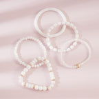 RISHEGAE Heishi Beaded Stretch Bracelets for Women Stackable Polymer Clay Beads Bracelets Friendship Boho Summer Beach Bracelet Jewelry Set - color: B-White Bracelet