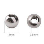 304 Stainless Steel Round Beads 4.0mm 300pcs Spacer Beads for Jewelry DIY Making and Repairing - size: 4.0mm