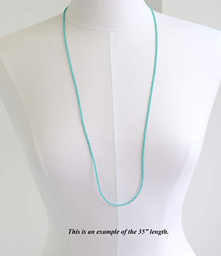 Handmade Matte Turquoise Seed Bead Necklace, Thin 1.5mm Single Strand