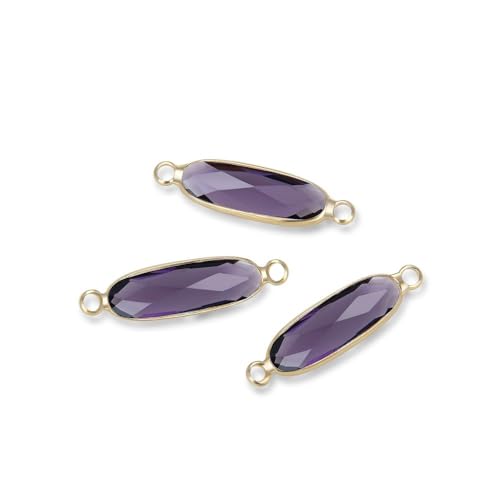 5pcs Adabele Grade A February Amethyst Purple Birthstone Connector Link 21mm Rectangle Bar 18K Yellow Gold Plated Crystal Rhinestone Bead for DIY Craft Jewelry Making CCP9-G2 - color: February/Amethyst -Gold Plated, size: 21mm (0.83") - 5pcs