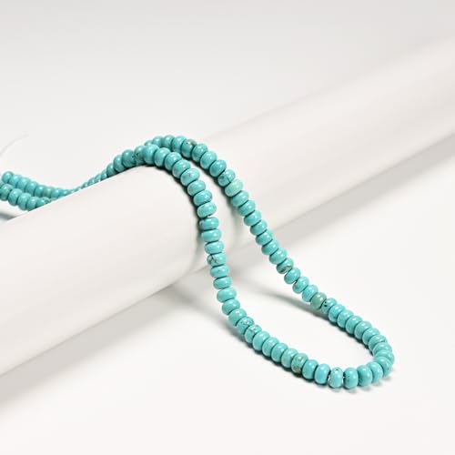 ICAI 4x6mm Natural Rondelle Beads – Loose Gemstone Spacers for DIY Jewelry Making (Blue Turquoise) - color: Blue Turquoise, size: 4x6