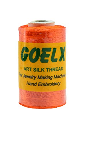 Goelx Silk Thread by Shade No for Jewelry, Tassel Making, Embroidery, Crafts, Shiny Soft Thread Spools - Orange - 62 DD - color: Orange - 62 DD