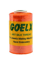 Goelx Silk Thread by Shade No for Jewelry, Tassel Making, Embroidery, Crafts, Shiny Soft Thread Spools - Orange - 62 DD - color: Orange - 62 DD