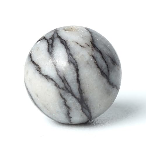 100Pcs Natural Stone 6mm Black Network Round Loose Gemstone Energy Healing Beads Hole Size 1mm DIY Smooth Beads for Bracelet Necklace Earrings Jewelry Making - color: Black Network, size: 6mm