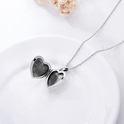 SOULMEET Personalized Silver Locket Necklace That Holds Pictures Photo Keep Someone Near to You, Memorial Custom Lockets Necklaces Letters Engraving for His Her - color: E-Bee-Black, style: Locket Necklace Only
