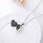 SOULMEET Personalized Silver Locket Necklace That Holds Pictures Photo Keep Someone Near to You, Memorial Custom Lockets Necklaces Letters Engraving for His Her - color: E-Bee-Black, style: Locket+Custom Photo