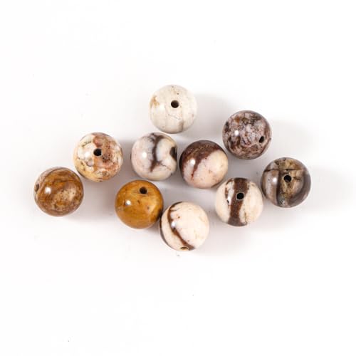 100Pcs Natural Stone 6mm Australia Zebra Round Loose Gemstone Energy Healing Beads Hole Size 1mm DIY Smooth Beads for Bracelet Necklace Earrings Jewelry Making - color: Australia Zebra, size: 6mm