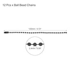 MECCANIXITY Ball Bead Chain Beaded Necklace Chains 5 Inch Adjustable Metal Ball Chains 2.4mm/0.1inch Keychain for Jewelry Making,DIY Craft Projects,Pack of 12(Black) - color: Black