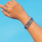 FANCY SHINY Mothers Day Gifts Boho Leather Wrap Bracelet Stackable Infinity Chunky Cuff Bracelets Western Hippie Outfits Jewelry Valentine Gifts for Women - color: Grey