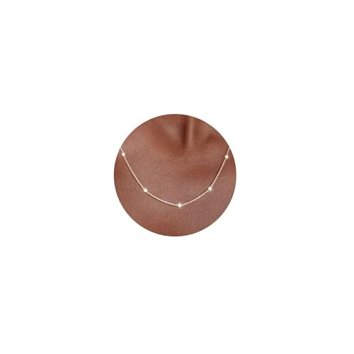 Carffordo Mothers Day Gifts 925 Sterling Silver Chain Necklace 16K Gold Plated Beaded Chain Necklace for Women Simple Dainty Choker Necklace Satellite Waterproof Link Necklace Trendy Jewelry Gifts - color: Silver, size: 26 Inches (Women's Long Length)