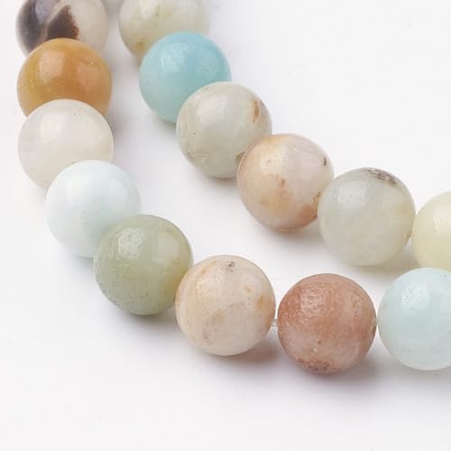 58Pcs Natural Flower Amazonite Beads 6mm Round Gemstone Beads Smooth Stone Loose Bead for DIY Bracelets Necklace Earrings Jewelry Making - color: Natural Flower Amazonite, size: 6mm