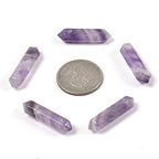 African Amethyst 32mm Natural Gemstone Hexagonal Wand Jewelry Making Crystal Pointed Chakra Reiki Healing Beads 2mm Hole Drilled(Pack of 10) - color: African Amethyst