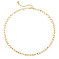 Dremmy Studios Dainty Gold Choker Necklace for Women 14K Gold Plated Coin Disc Figaro Layered Beaded Flat Mariner Sideways Cross Wishbone Link Clavicle Necklaces - style: 3.8mm Flat Chain