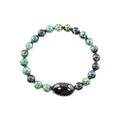 Black Obisidian Bracelets for Men 8" Inch Full Stretch Healing Crystal Bracelet, Beaded Charm Bracelet for Men Gifts Fathers Day Anniversary Birthday Gifts for Him - color: Jasper & Black Onyx Charm Bracelets
